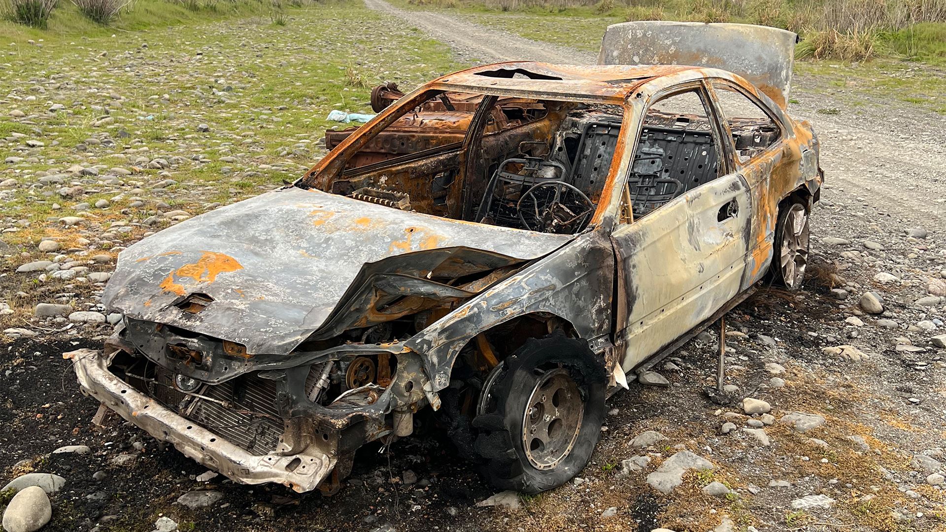 An illegally dumped vehicle