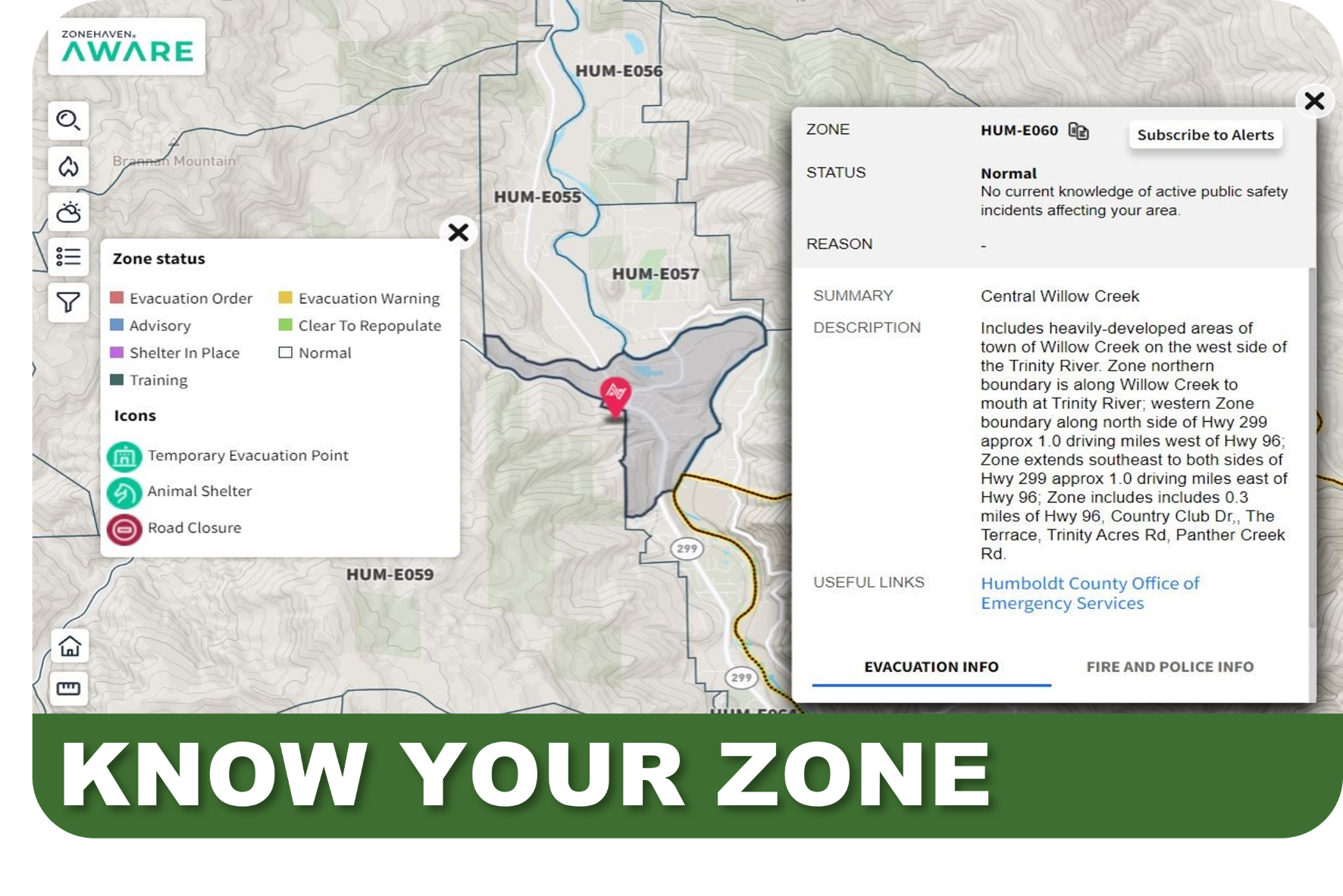 Know Your Zone button