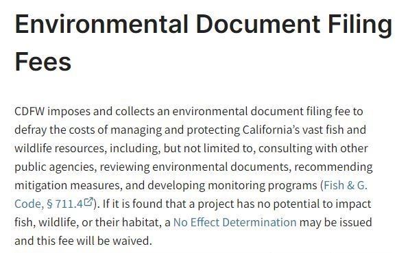 CEQA Filing Fees Top