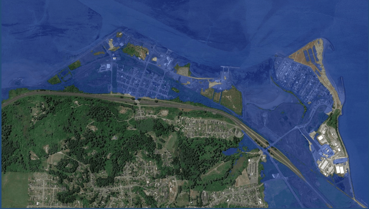 Map showing King Salmon inundated by 3 feet of water 