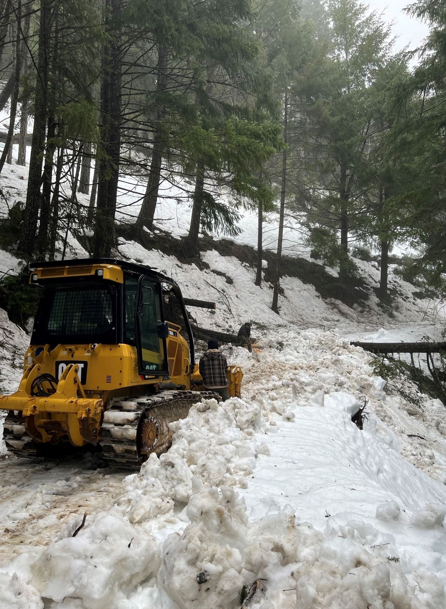 Bulldozer clearing roadway