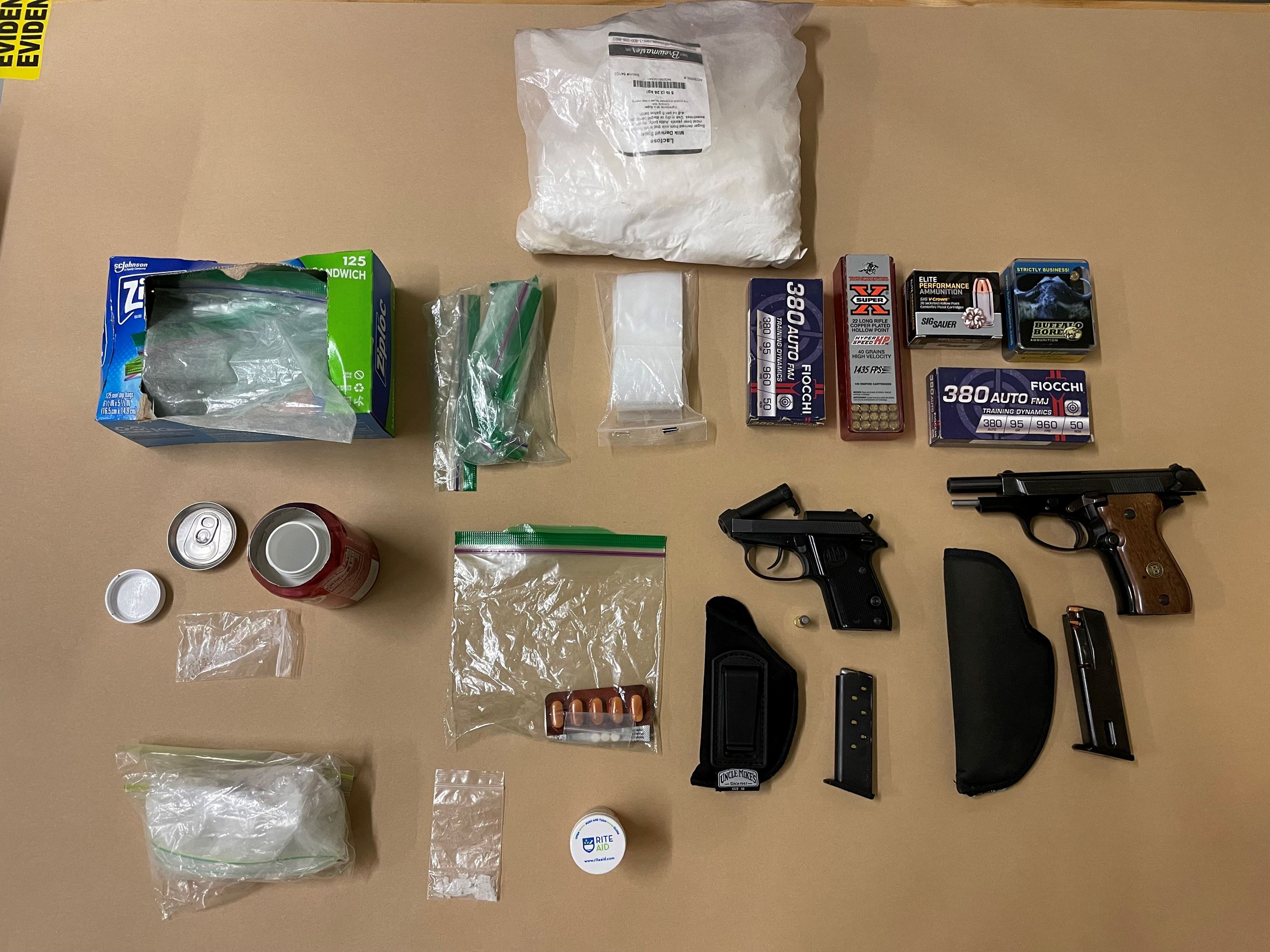 Evidence Items_Firerarms, Ammunition, Lactose, Packaging Materials, Fentanyl, Prescription Narcotics