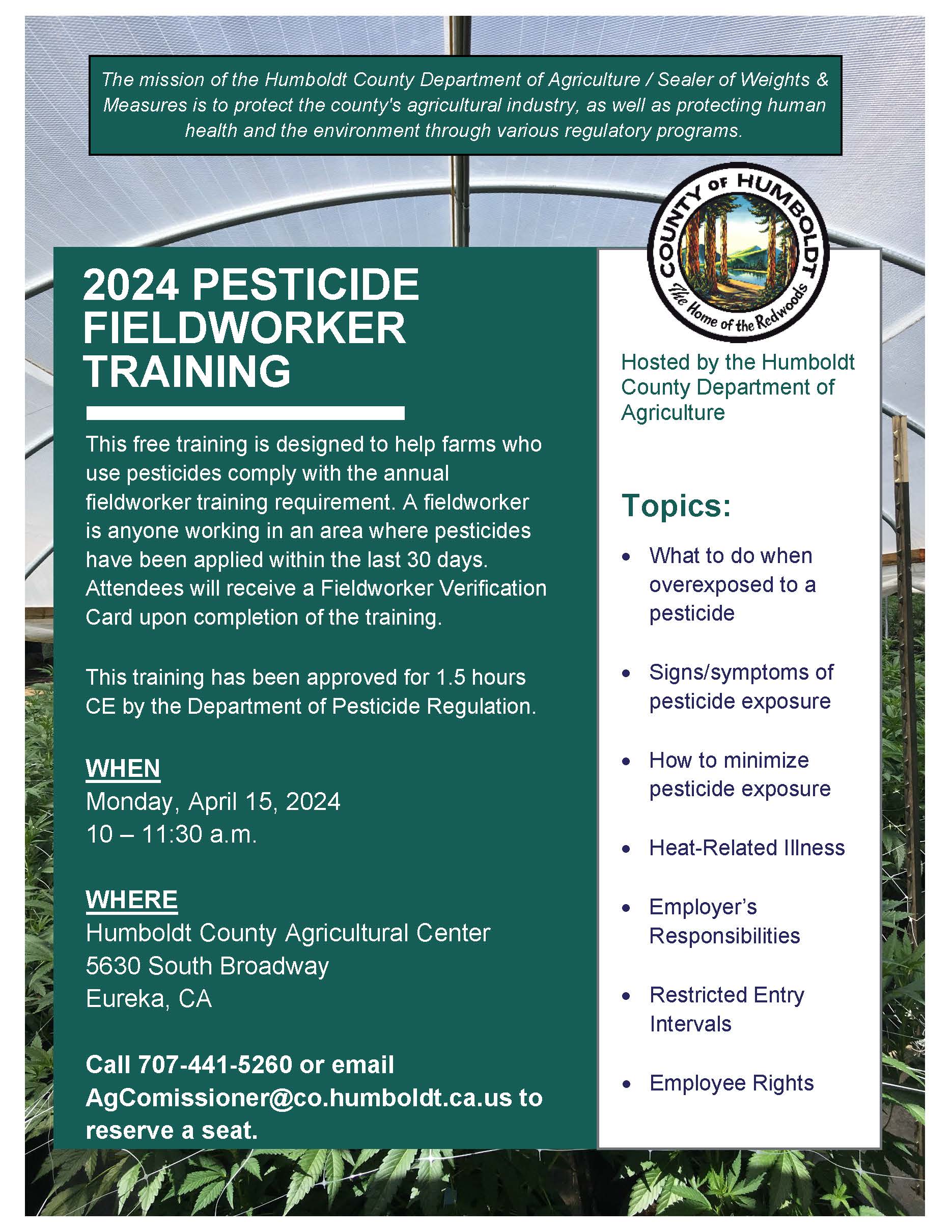 2024 Pesticide Fieldworker Training Flyer