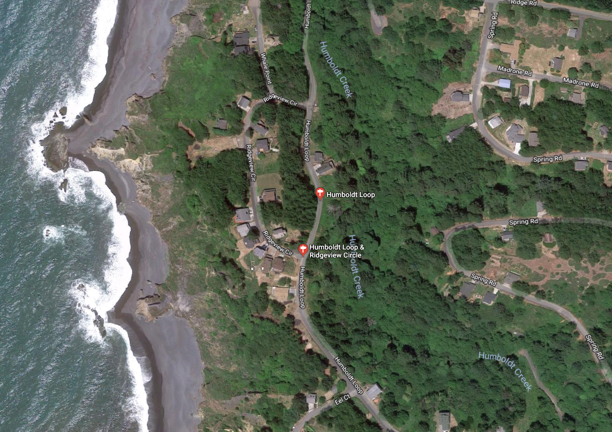 Map of Humboldt Loop Road and Ridge View Circle in Shelter Cove