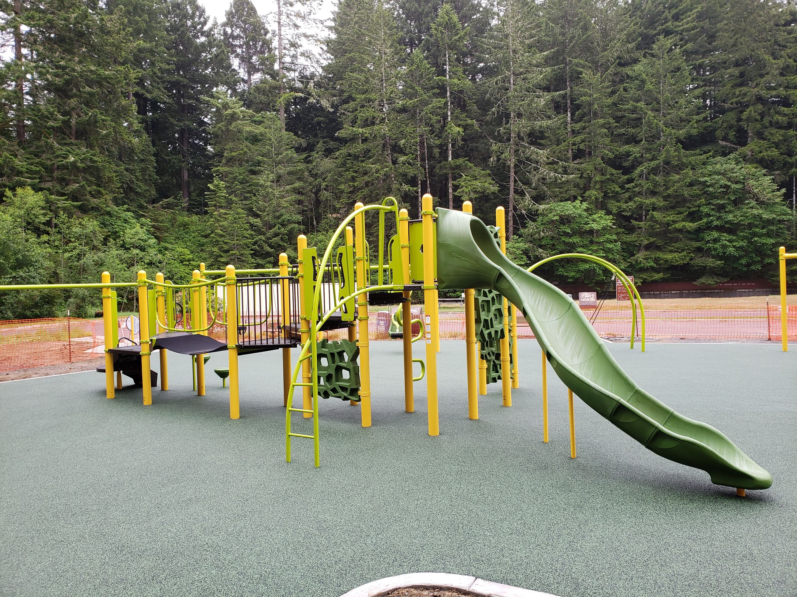 Freshwater Park&rsquo;s ADA-accessible park is shown with slide and climbing feature.