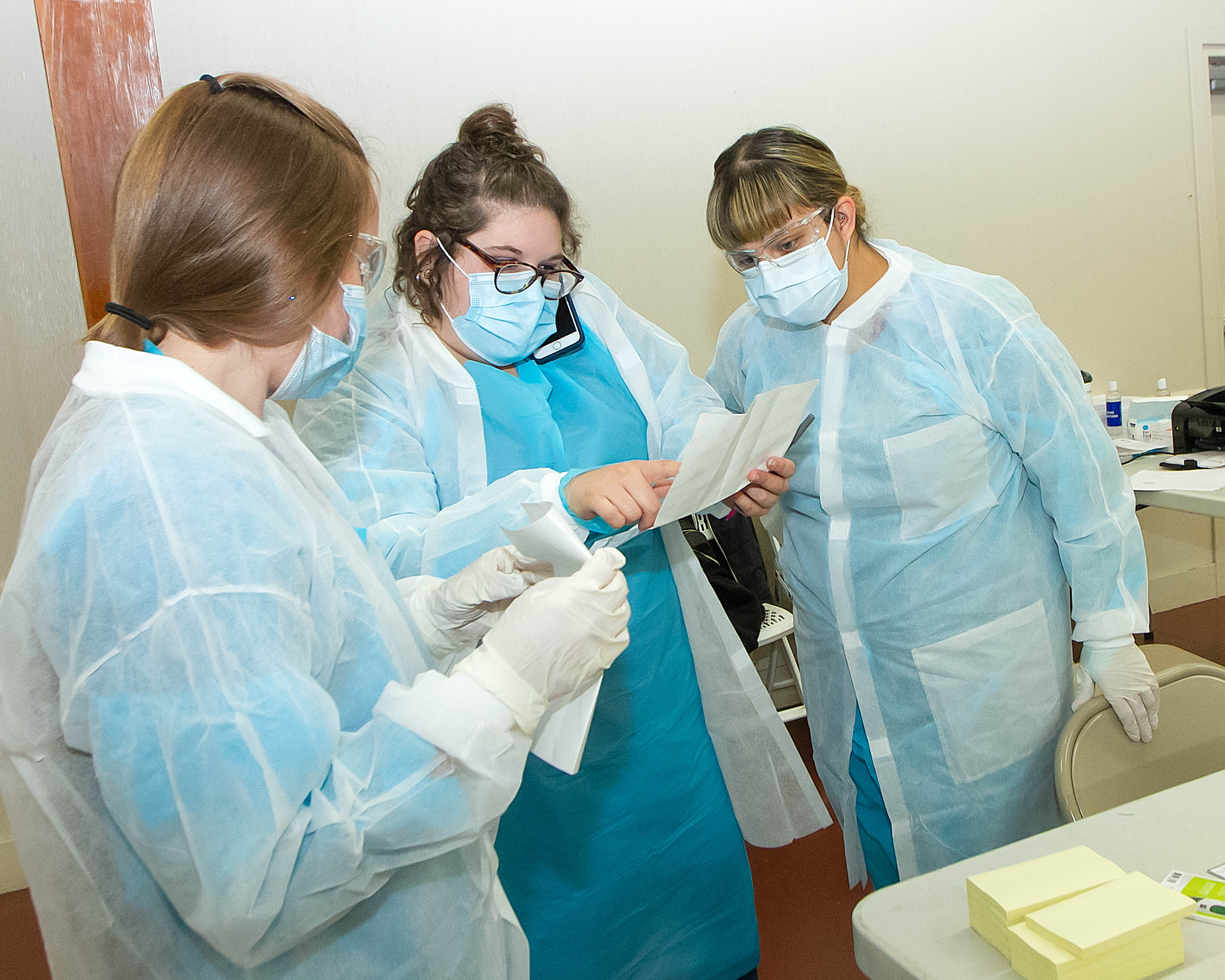 Test site staff, left to right: Phlebotomist Justina Hrabie, Administrator Jacquelyn Albright and Ce