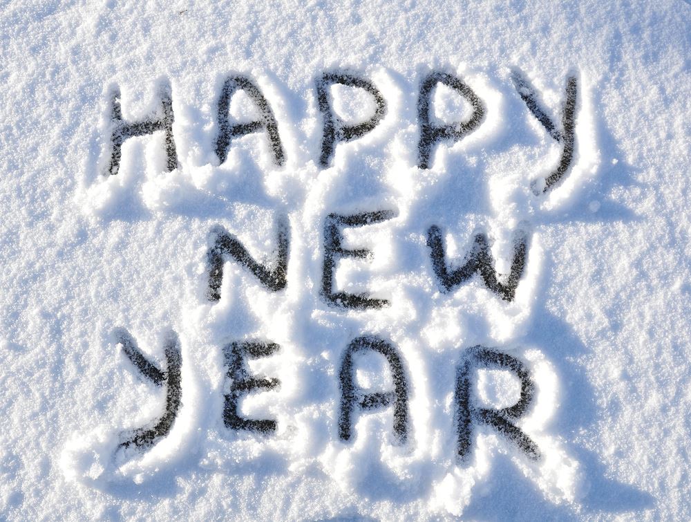 Happy New Year Written in the Snow 
