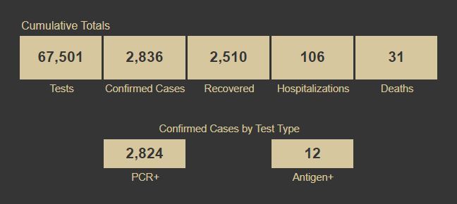 Confirmed Cases by Test Type Screenshot