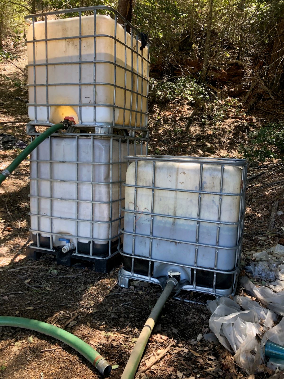 Three water storage tanks fed by water diversion