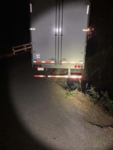 Semi Stuck on Zenia Bluff Road (Night)