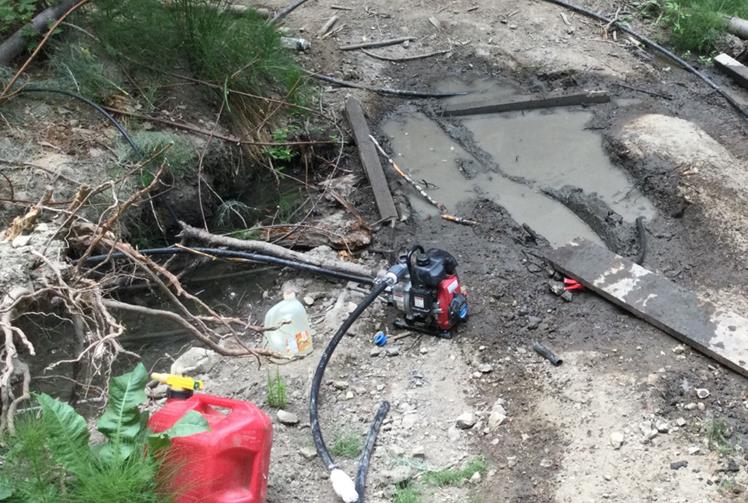 Water being diverted to cannabis grow