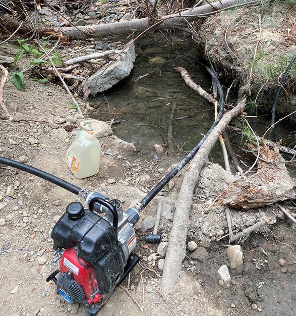 Water being diverted to cannabis grow